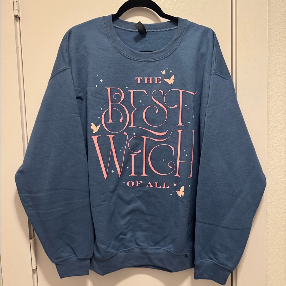 Wicked Women’s Large The Best Witch of All’ Blue Sweatershirt New